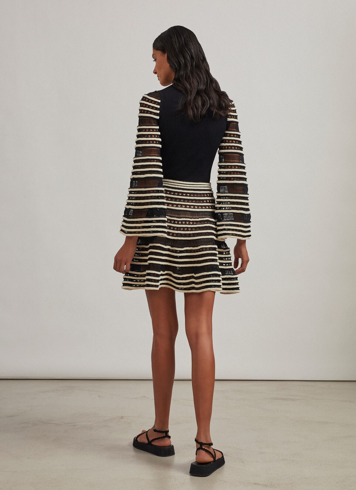 Short crochet skirt ALAÏA BLACK/IVORY SHORT CROCHET SKIRT